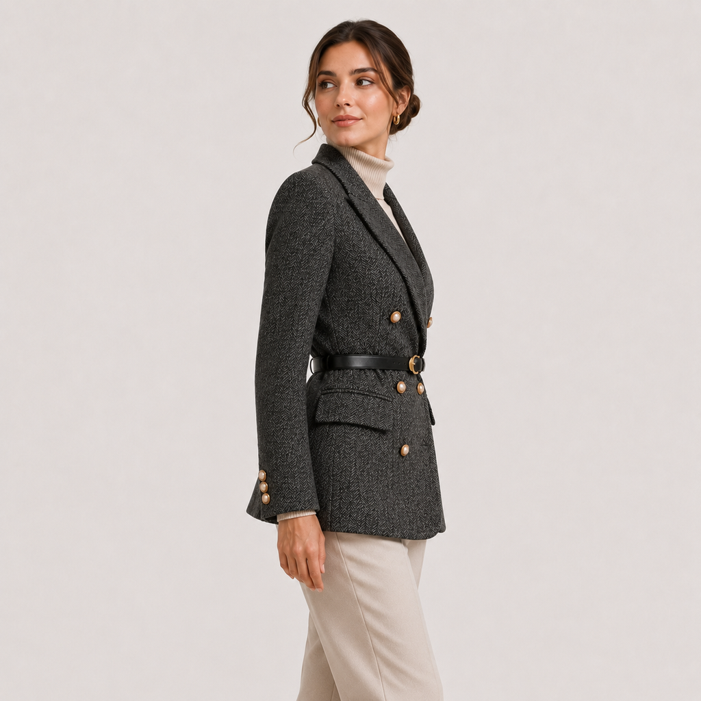 Blazer ceinturé pour femme, style business casual intemporel. 1