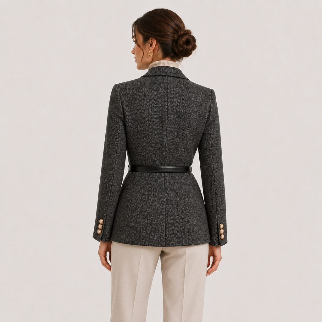 Blazer ceinturé pour femme, style business casual intemporel. 3
