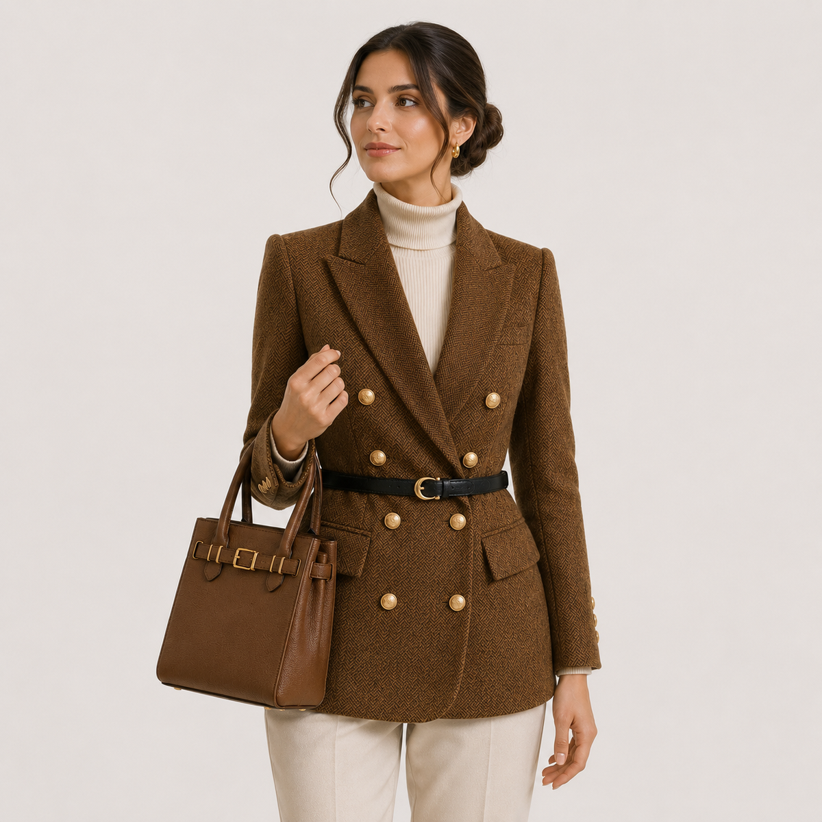 Blazer ceinturé pour femme, style business casual intemporel. 4