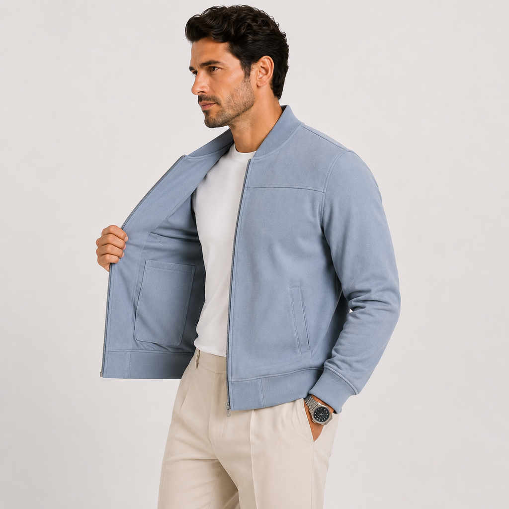 Blouson aviateur en daim pour homme, léger, élégant et décontracté. 1
