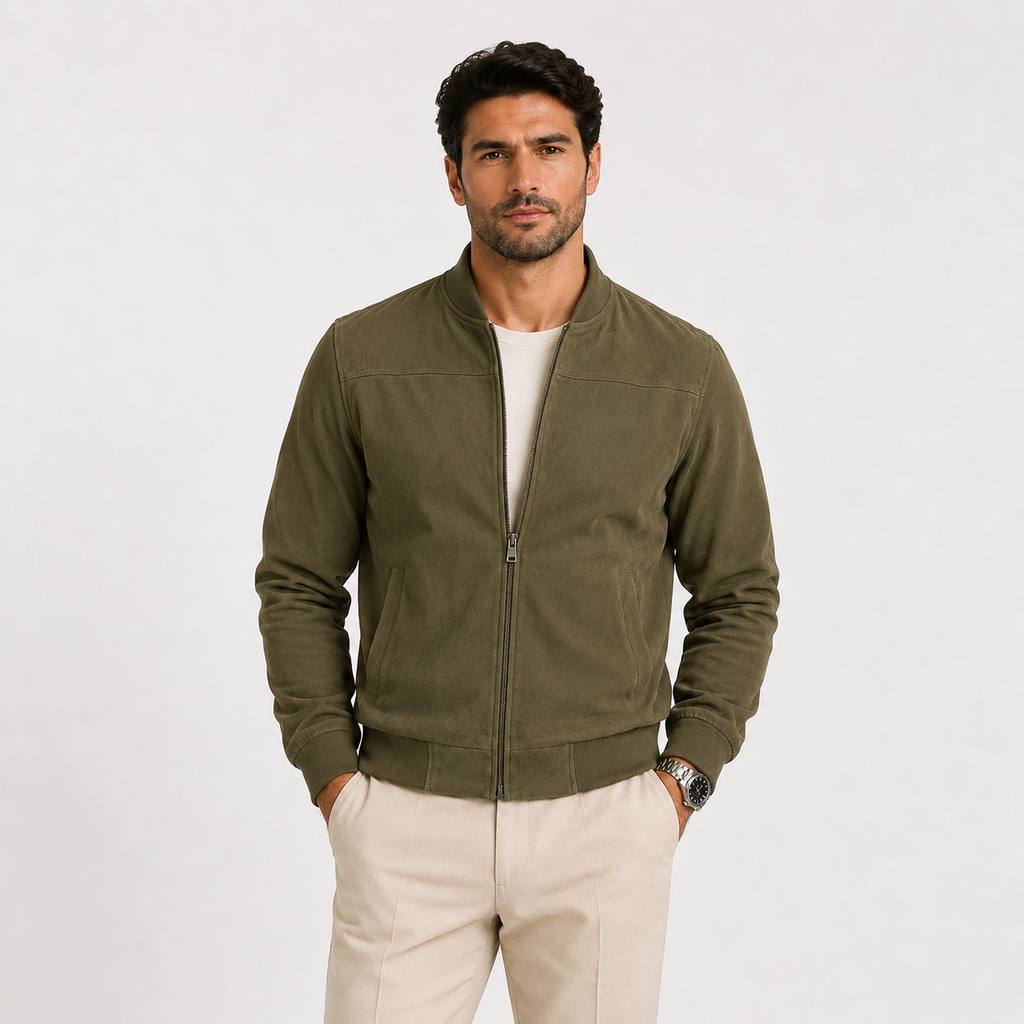 Blouson aviateur en daim pour homme, léger, élégant et décontracté. 5