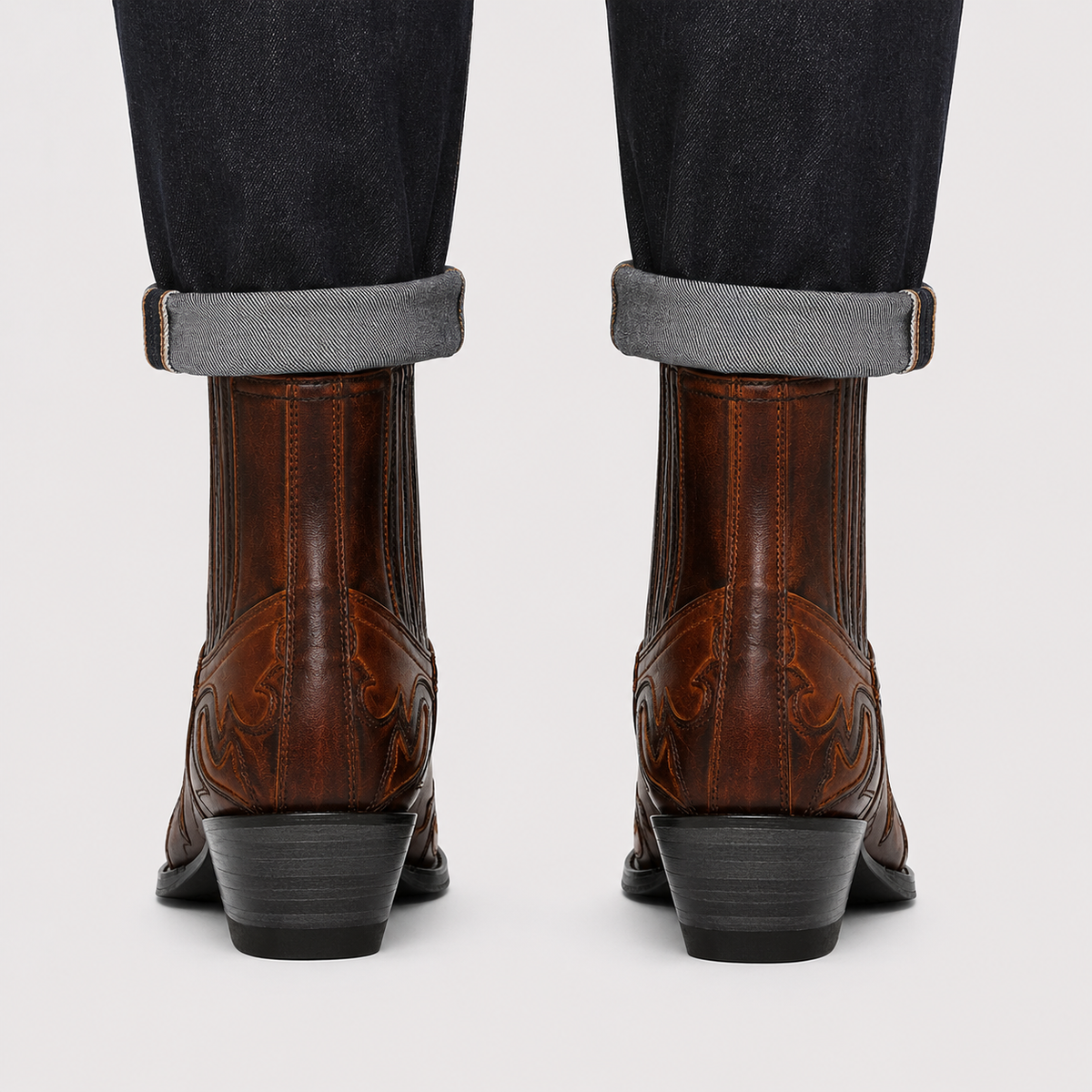 Bottes de cowboy pour hommes, aspect cuir, confortables bottes d'équitation western 3