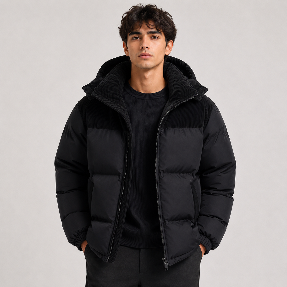 Doudoune d'hiver épaisse pour homme, coupe-vent et à capuche 5