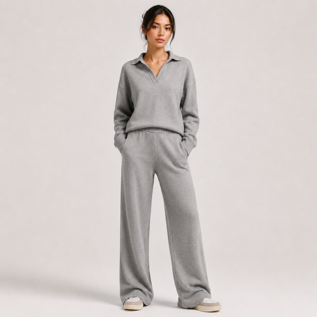 Ensemble deux pièces classique pour femme : polo et pantalon à jambes larges 0