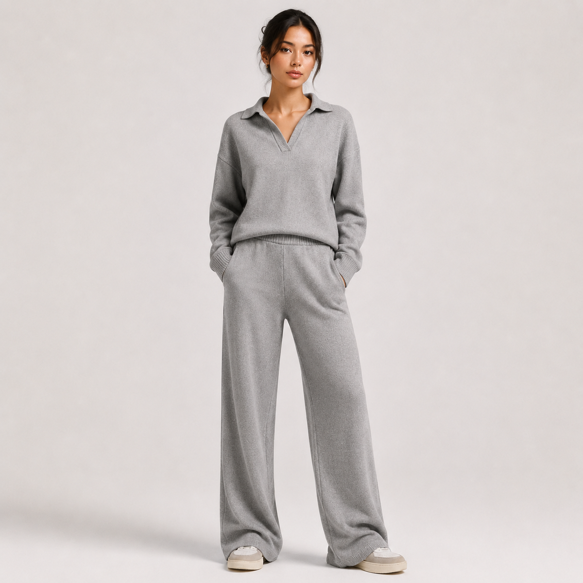 Ensemble deux pièces classique pour femme : polo et pantalon à jambes larges 0