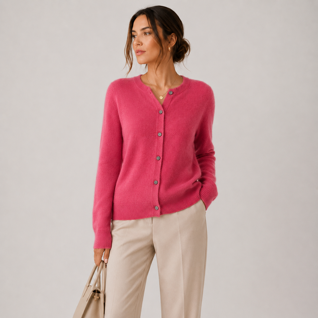 Gilet cardigan en maille douce effet cachemire pour femme, boutonné sur le devant 0