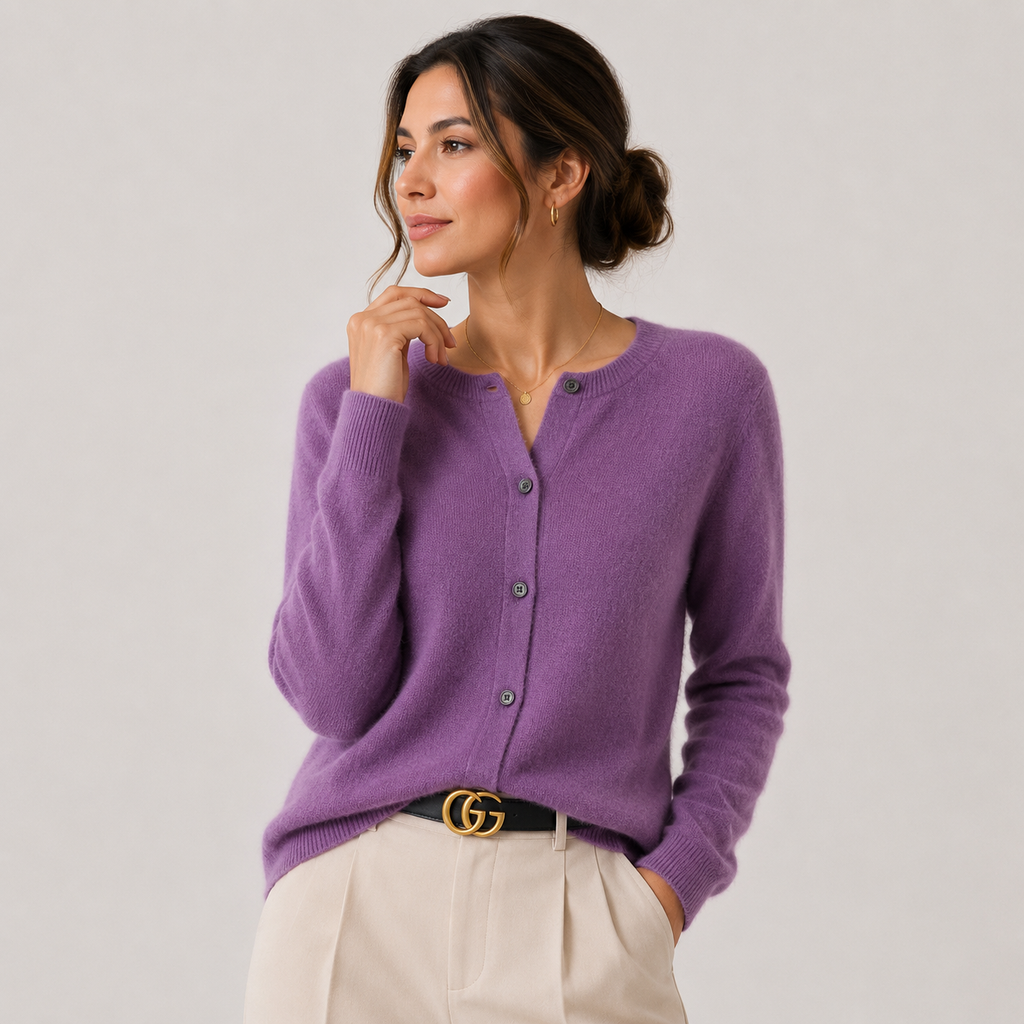 Gilet cardigan en maille douce effet cachemire pour femme, boutonné sur le devant 16
