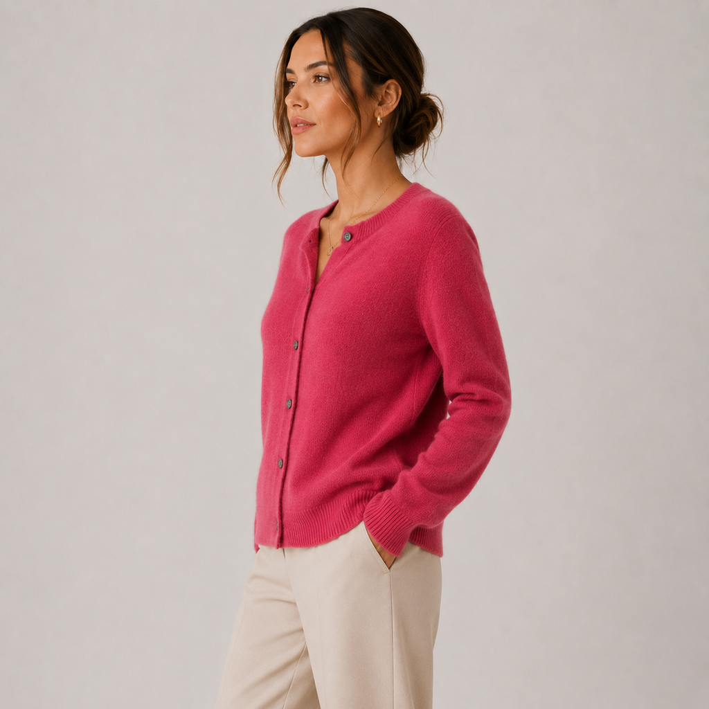 Gilet cardigan en maille douce effet cachemire pour femme, boutonné sur le devant 2
