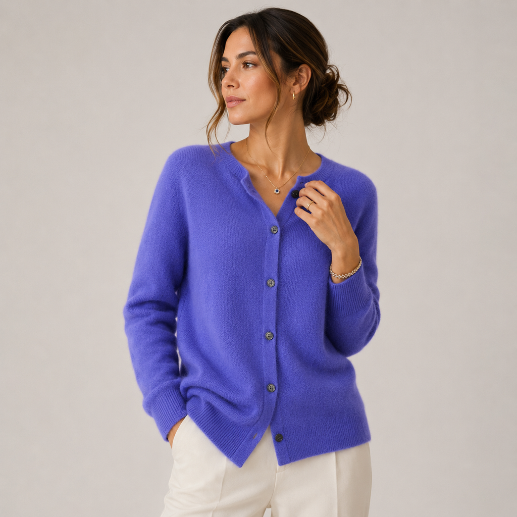 Gilet cardigan en maille douce effet cachemire pour femme, boutonné sur le devant 5