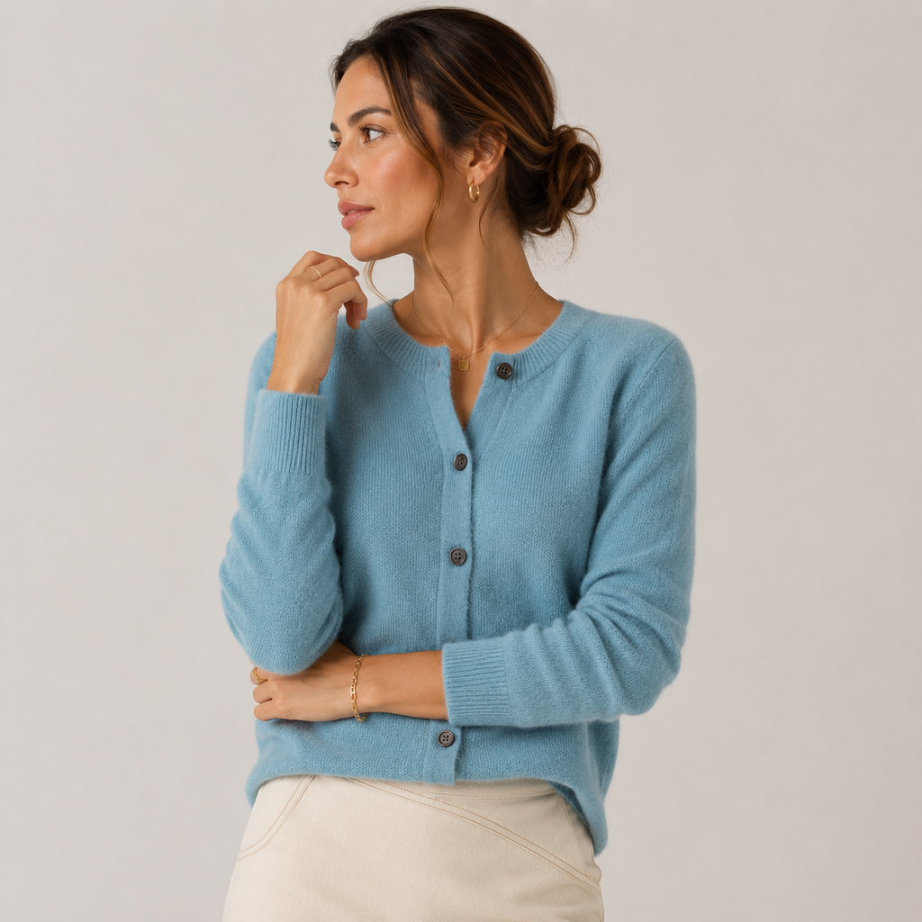 Gilet cardigan en maille douce effet cachemire pour femme, boutonné sur le devant 6