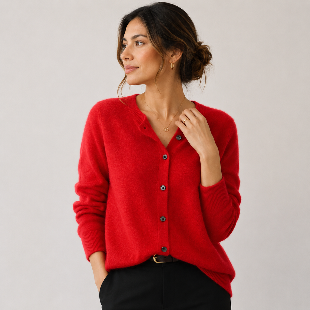 Gilet cardigan en maille douce effet cachemire pour femme, boutonné sur le devant 9