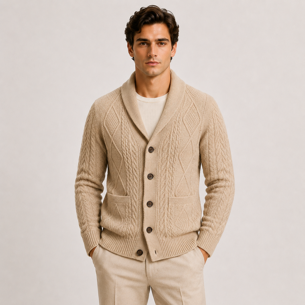 Gilet cardigan homme à col châle, maille douce, pull élégant et décontracté 0