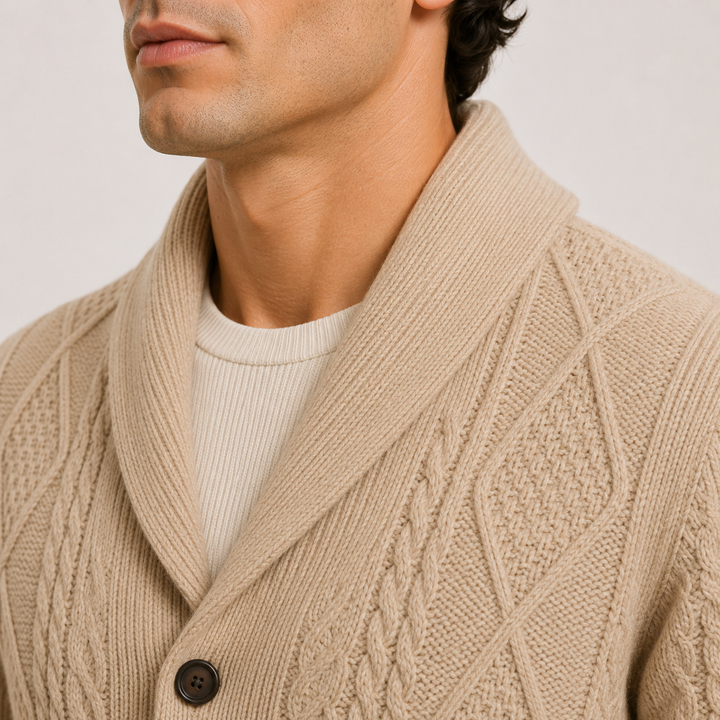 Gilet cardigan homme à col châle, maille douce, pull élégant et décontracté 2