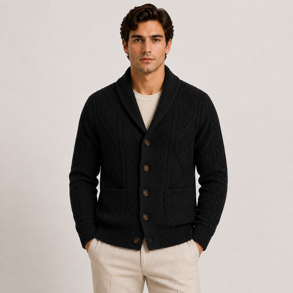 Gilet cardigan homme à col châle, maille douce, pull élégant et décontracté 4