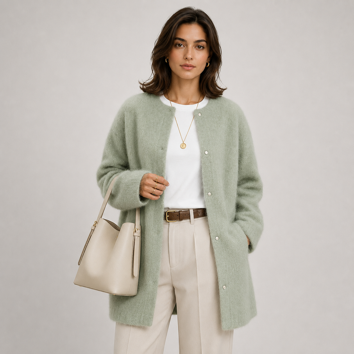 Gilet classique en maille pour femme, style raffiné et chaleureux, inspiré du patrimoine. 5