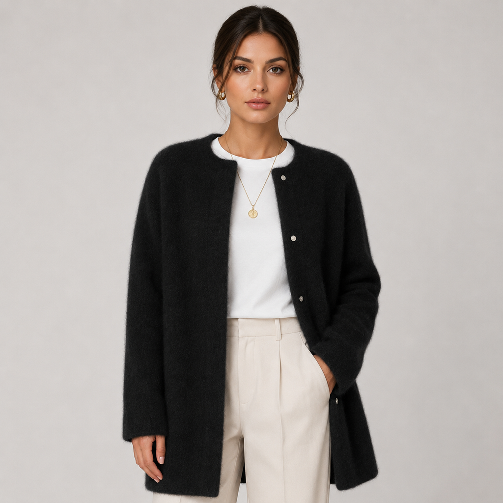 Gilet classique en maille pour femme, style raffiné et chaleureux, inspiré du patrimoine. 6