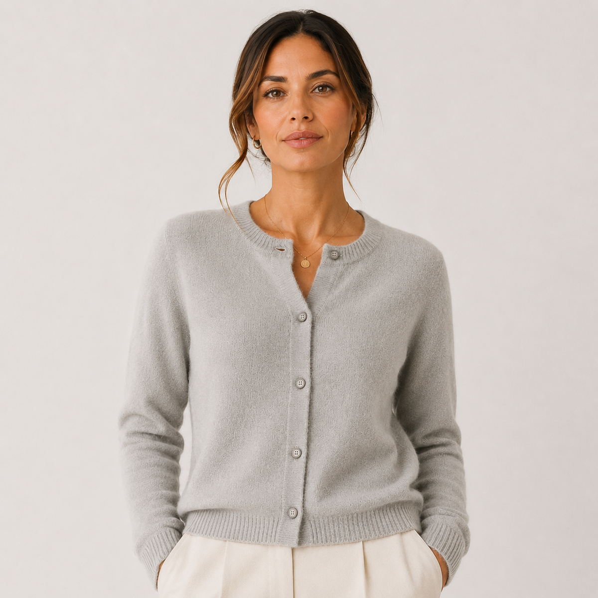 Gilet en maille douce pour femme, manches longues, boutonnage classique 0