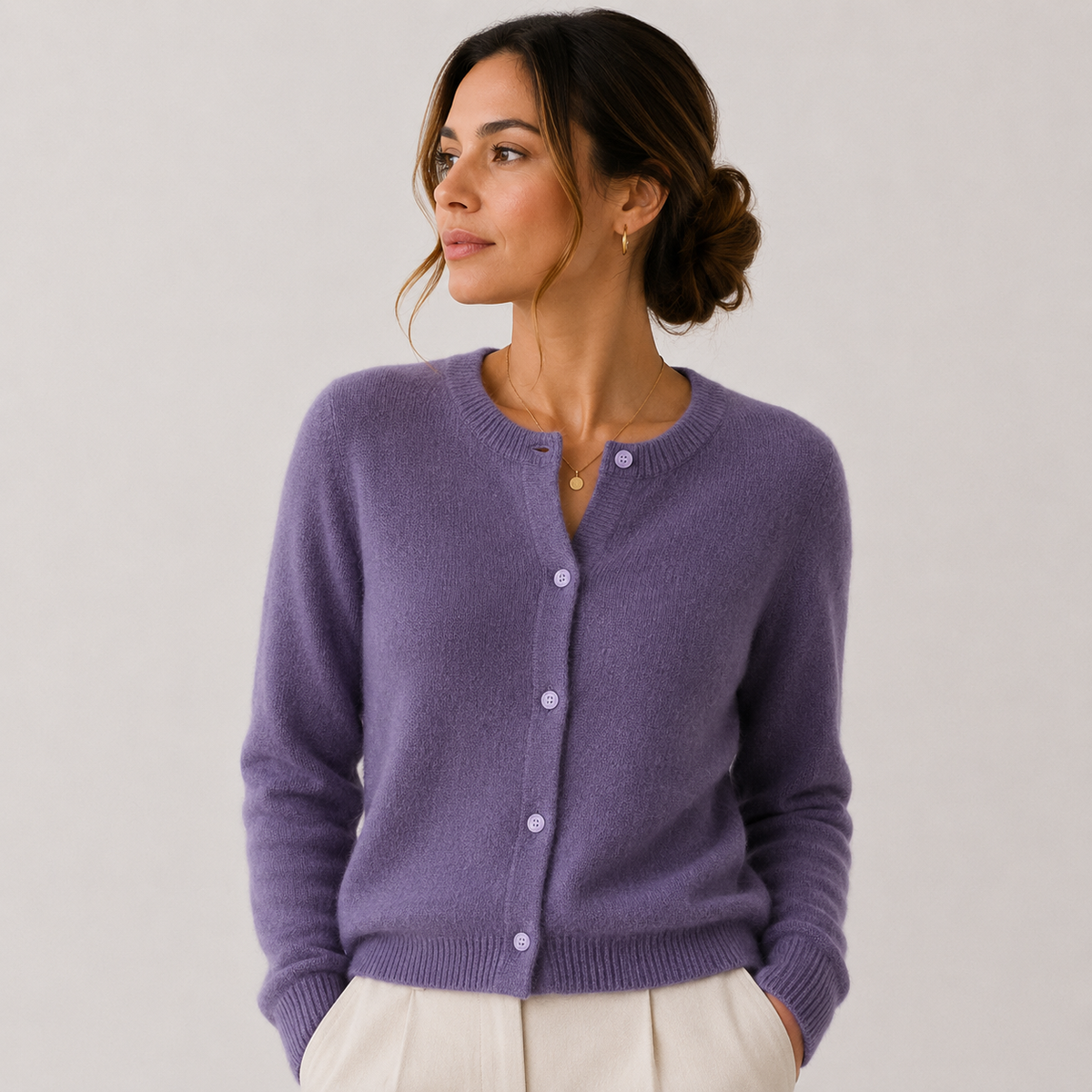 Gilet en maille douce pour femme, manches longues, boutonnage classique 6
