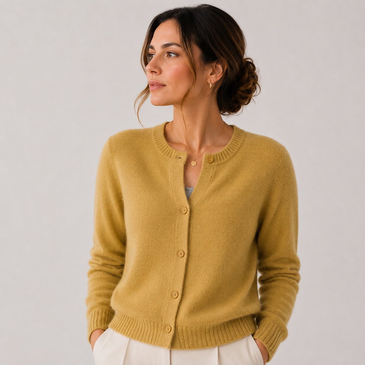 Gilet en maille douce pour femme, manches longues, boutonnage classique 8