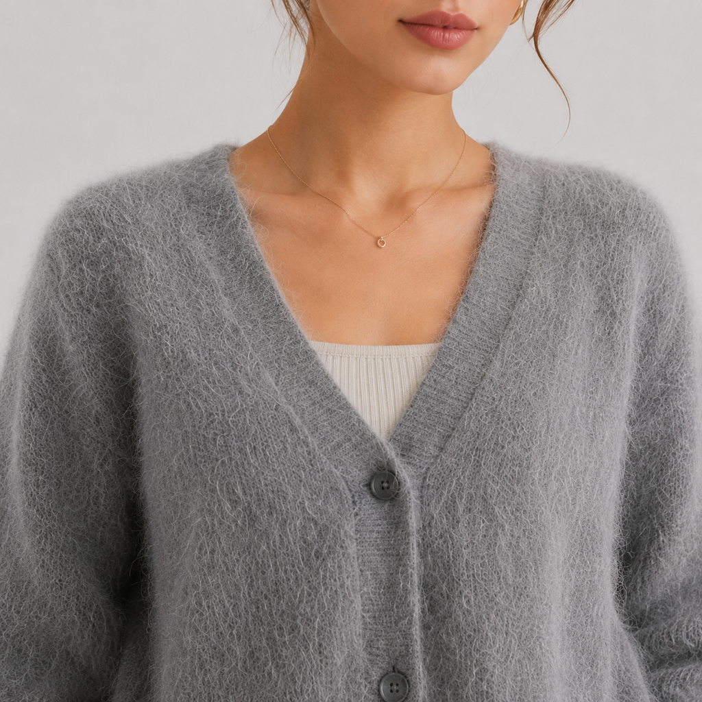 Gilet en maille pour femme, confortable, à manches longues et boutons 2