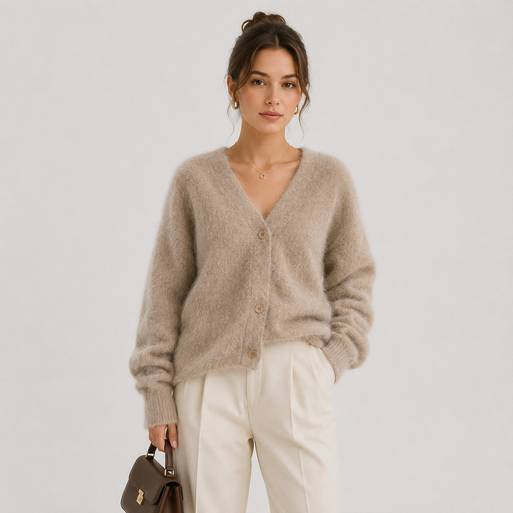 Gilet en maille pour femme, confortable, à manches longues et boutons 4