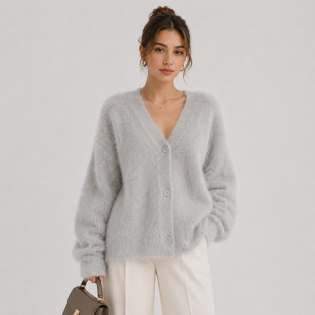 Gilet en maille pour femme, confortable, à manches longues et boutons 5