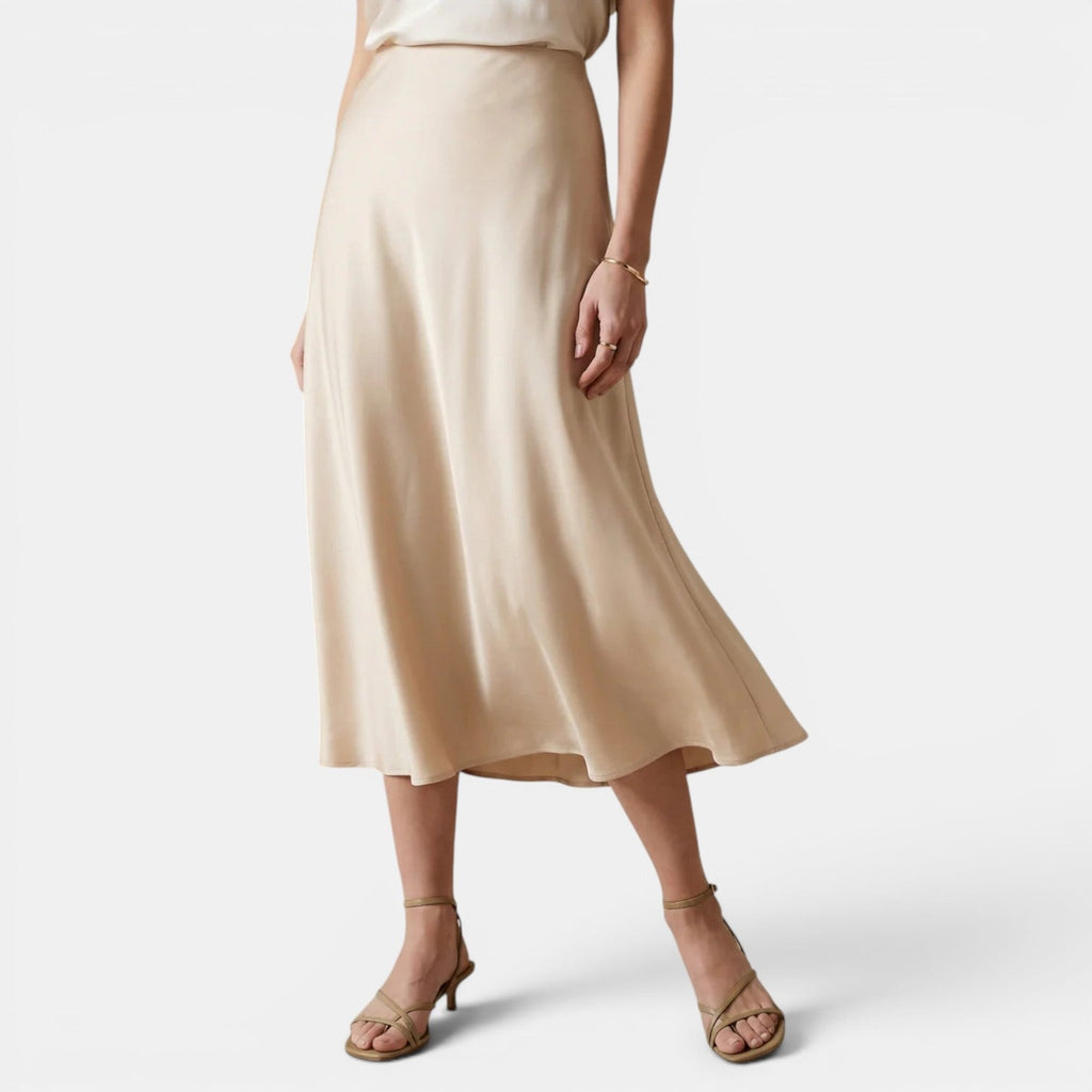Jupe midi en soie taille haute pour femme 3