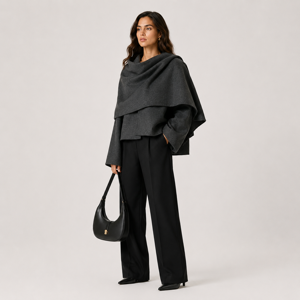 Manteau cape coupe décontractée pour femme, veste d'hiver confortable au quotidien 1