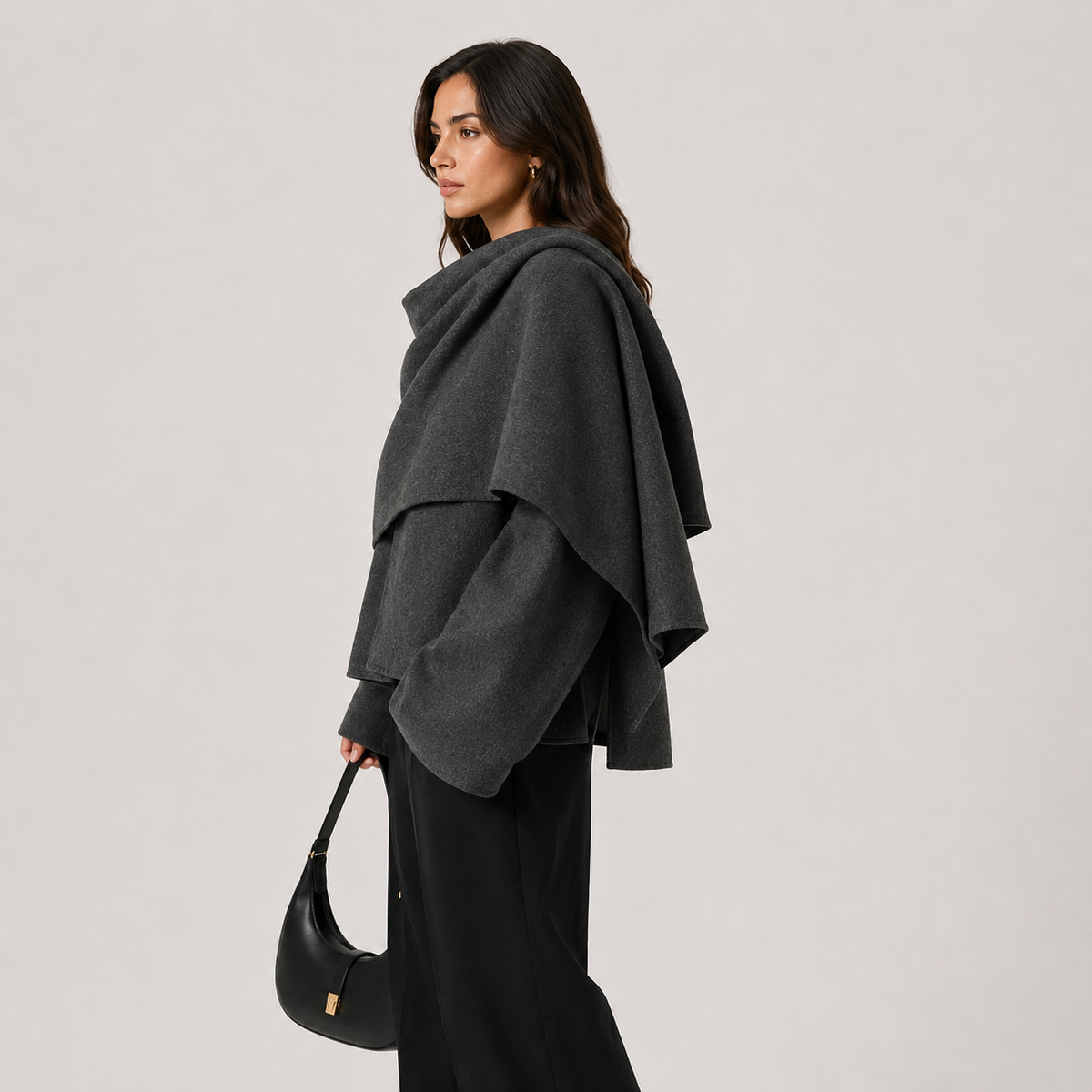 Manteau cape coupe décontractée pour femme, veste d'hiver confortable au quotidien 2