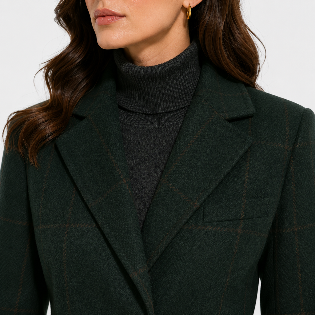 Manteau classique en tweed pour femme, confortable, à carreaux, idéal au quotidien. 2