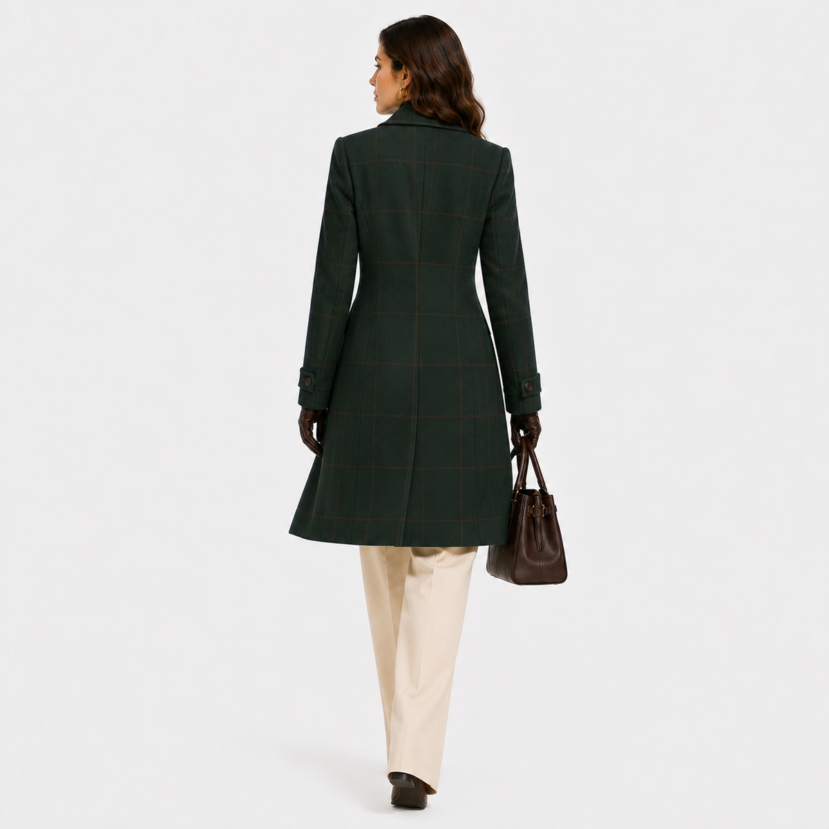 Manteau classique en tweed pour femme, confortable, à carreaux, idéal au quotidien. 3