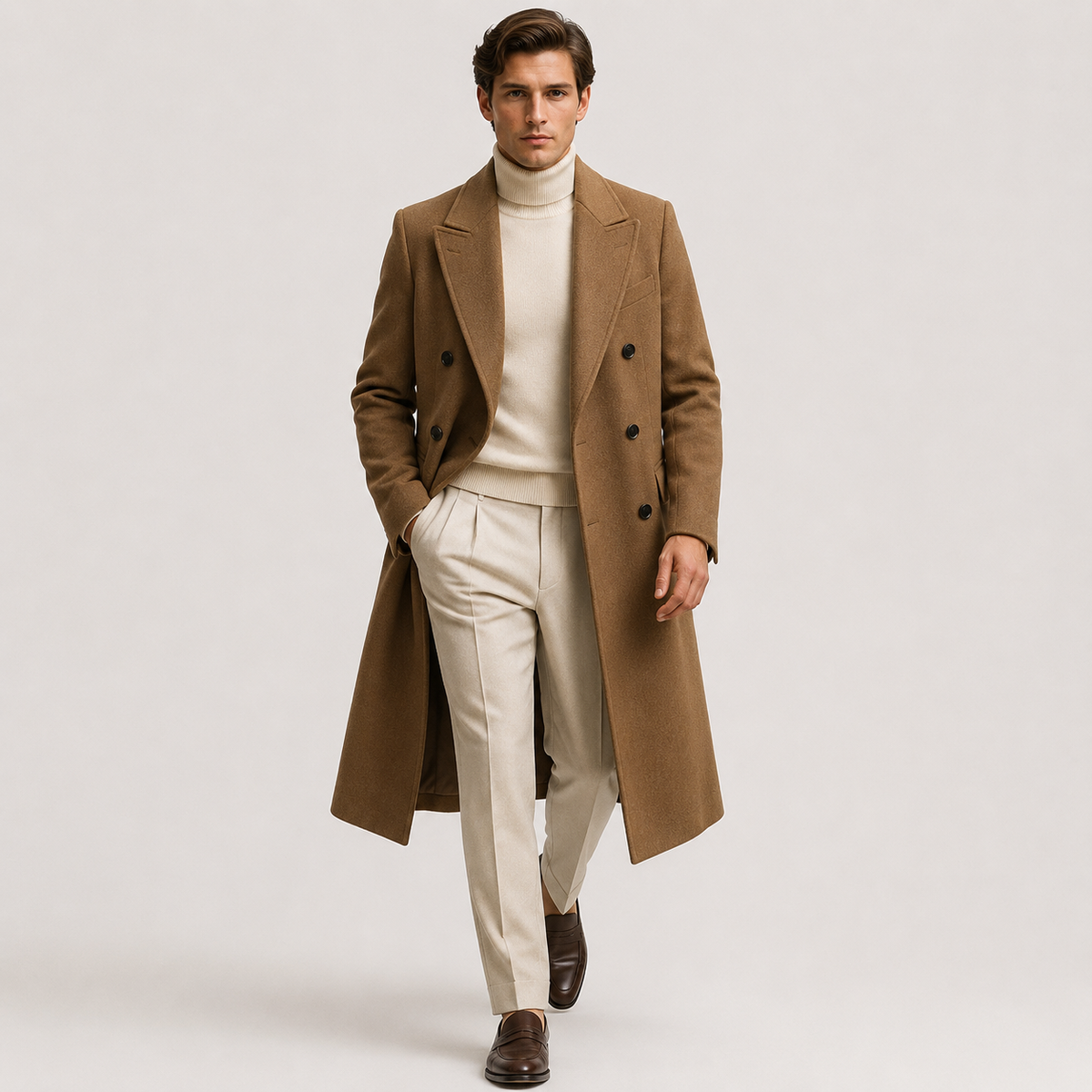 Manteau croisé en laine pour homme, vêtement d'extérieur d'hiver isolé et habillé. 0