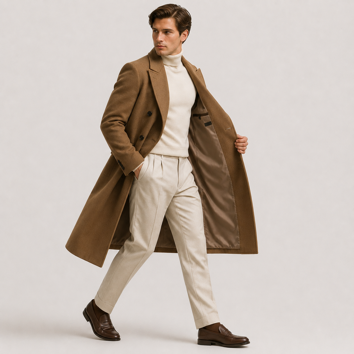 Manteau croisé en laine pour homme, vêtement d'extérieur d'hiver isolé et habillé. 1