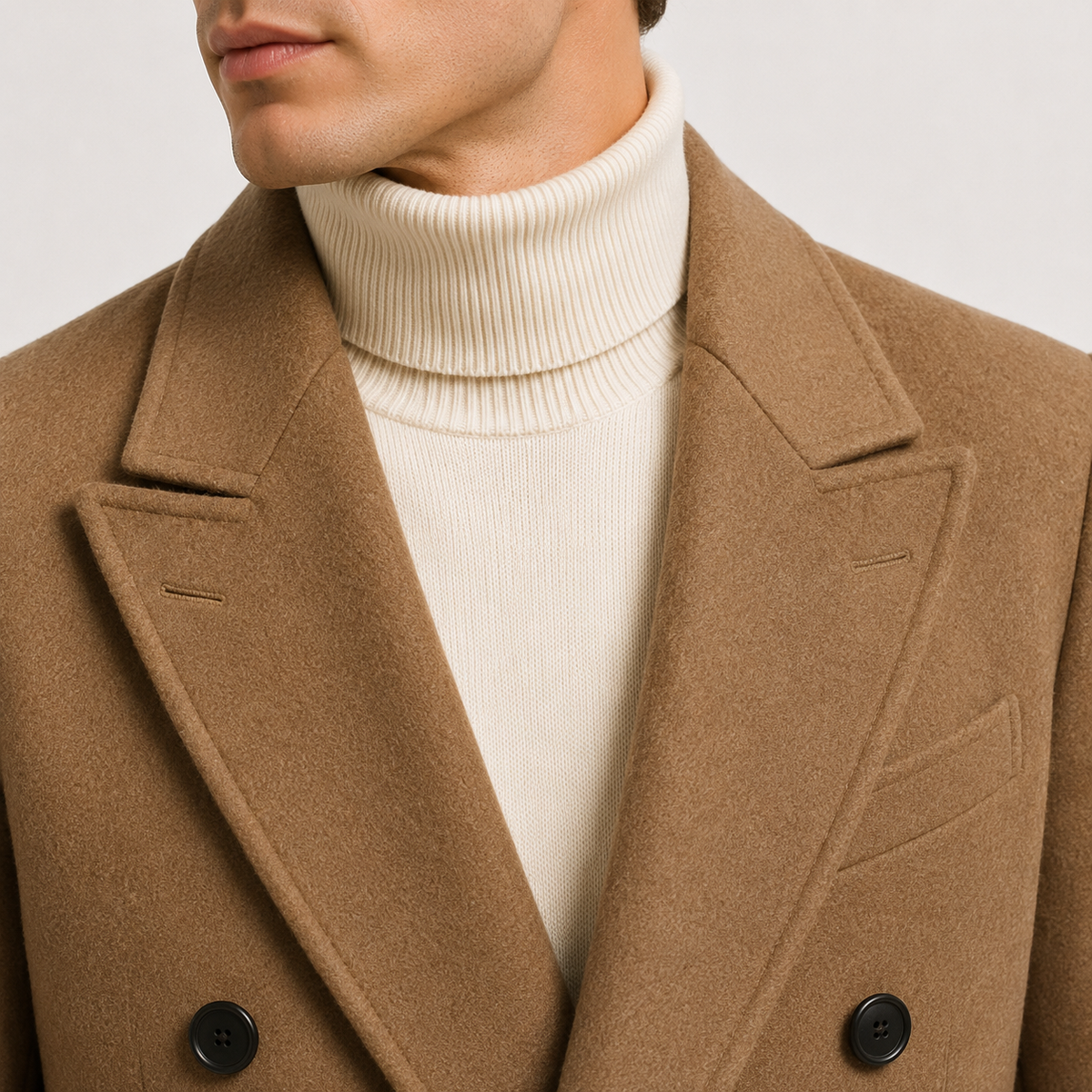 Manteau croisé en laine pour homme, vêtement d'extérieur d'hiver isolé et habillé. 2