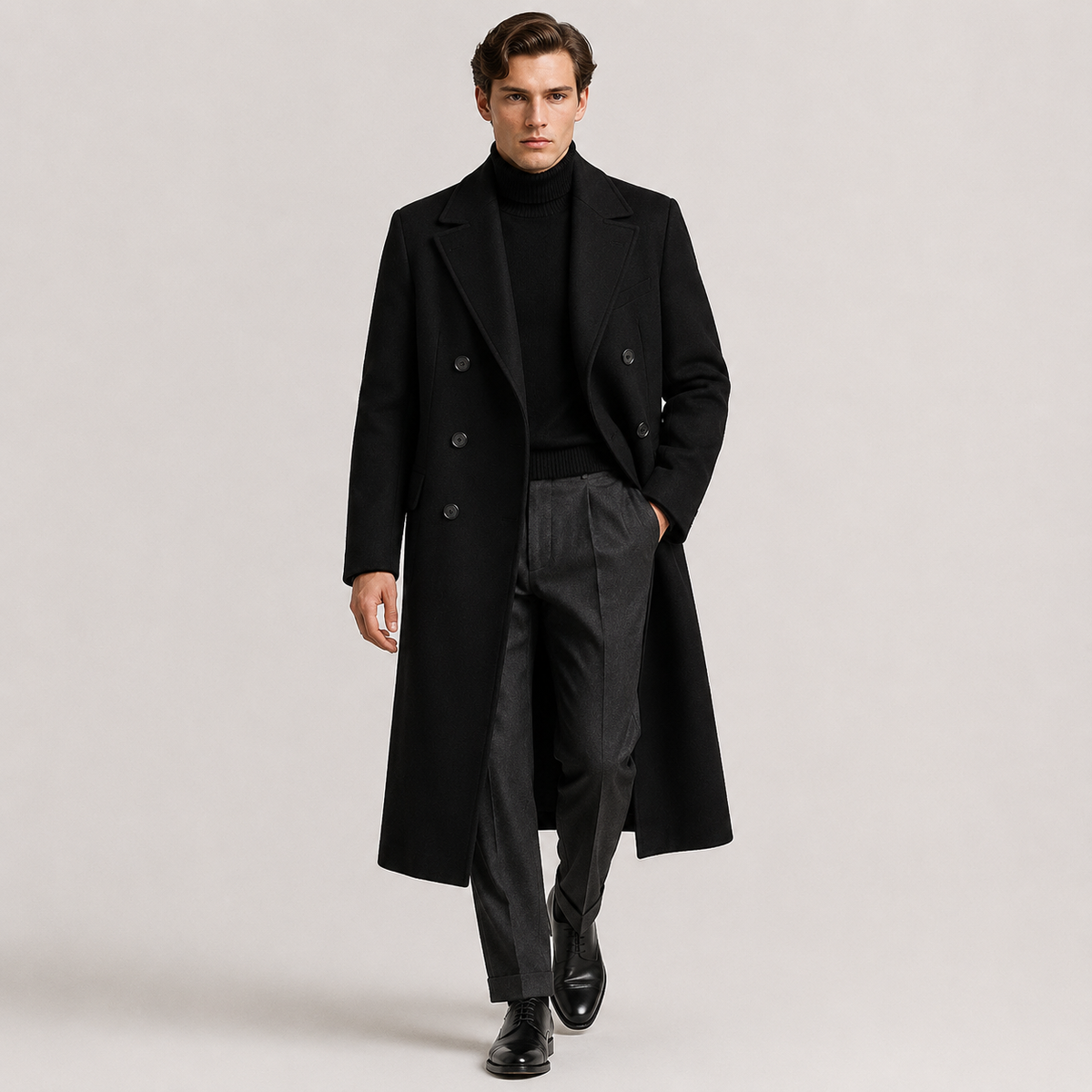 Manteau croisé en laine pour homme, vêtement d'extérieur d'hiver isolé et habillé. 4