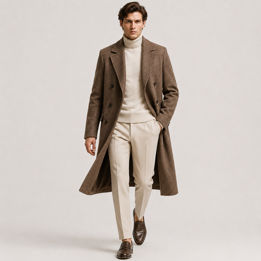 Manteau croisé en laine pour homme, vêtement d'extérieur d'hiver isolé et habillé. 5