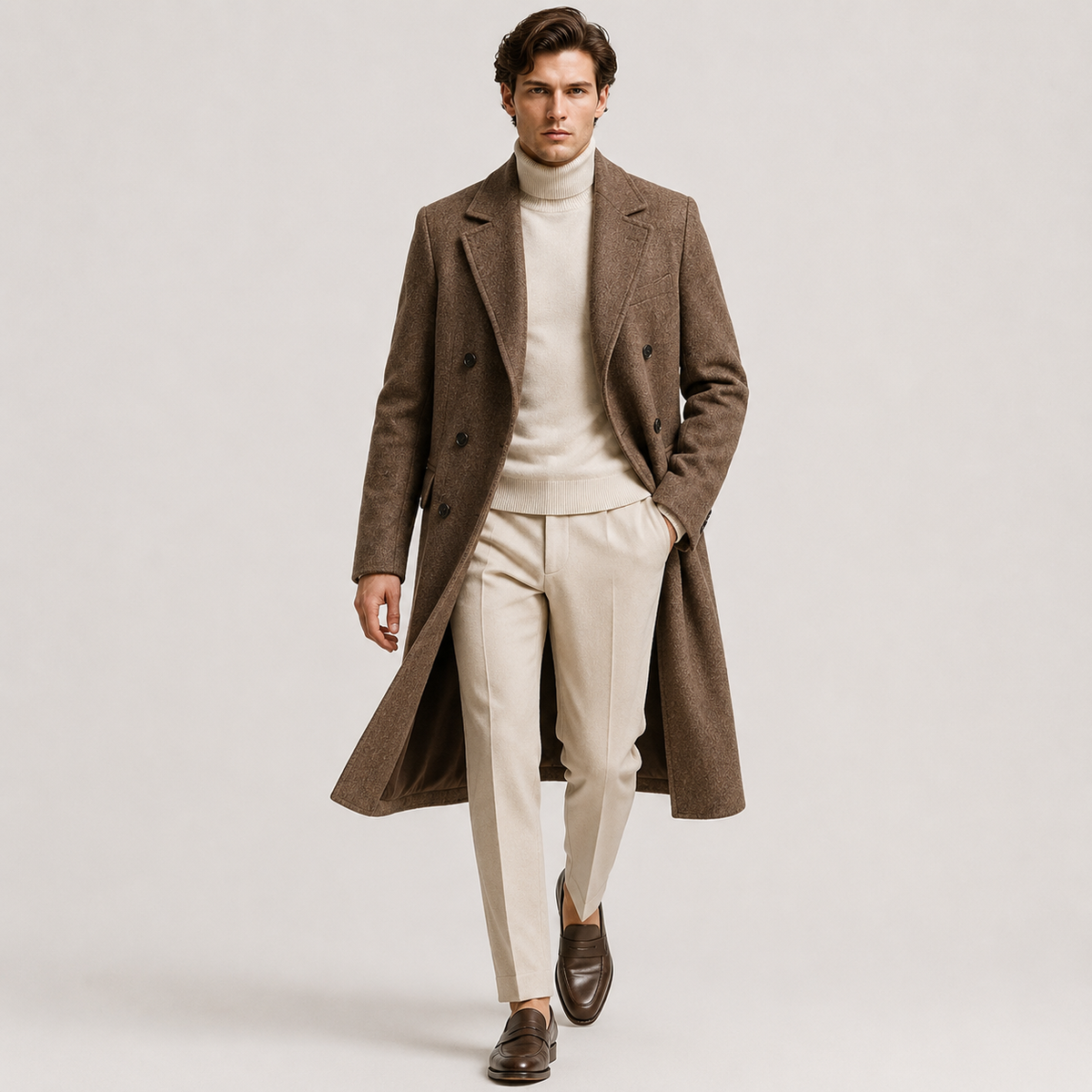 Manteau croisé en laine pour homme, vêtement d'extérieur d'hiver isolé et habillé. 5