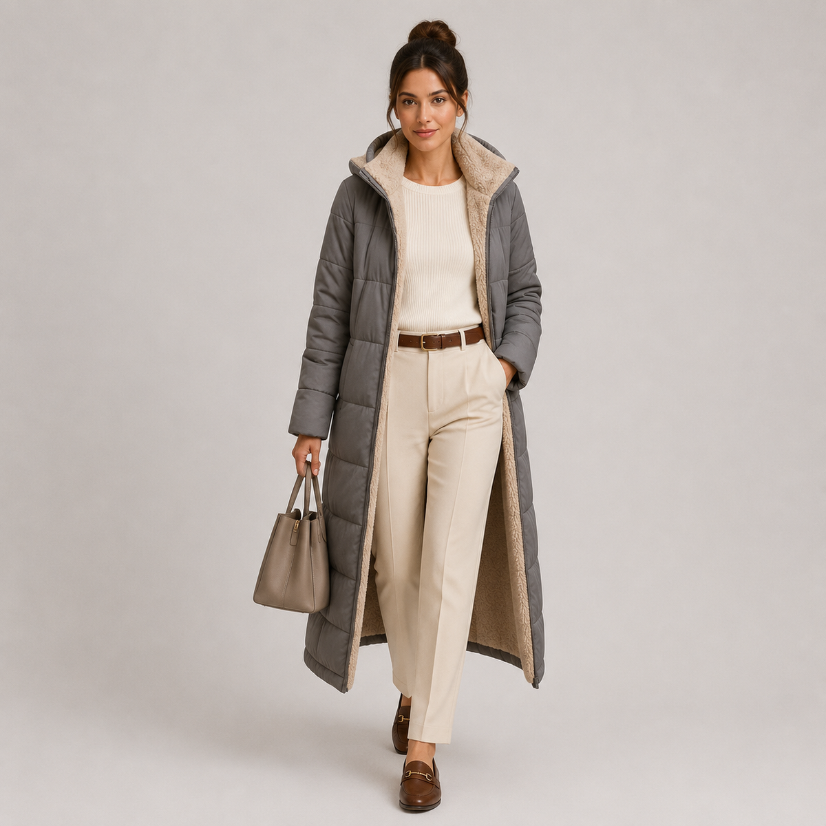 Manteau d'hiver long et chaud à capuche pour femme avec doublure en peluche 8