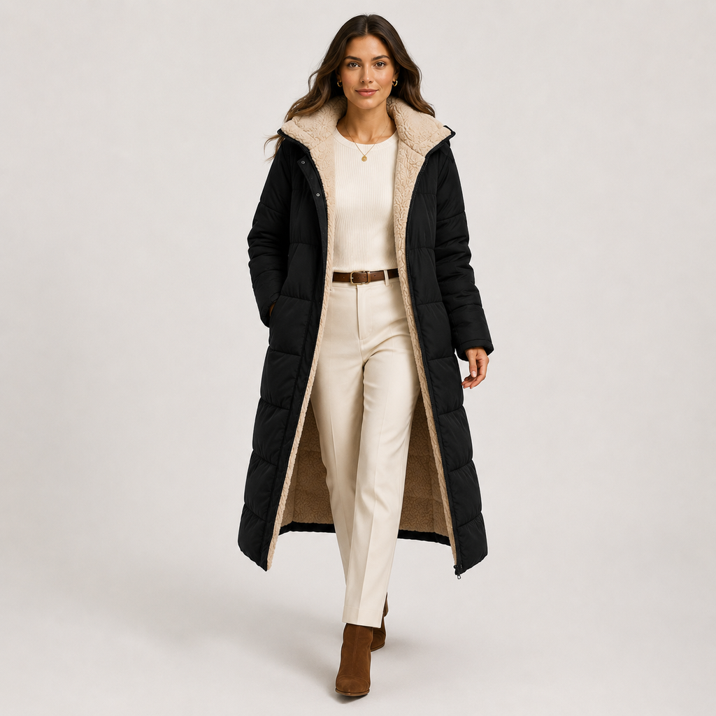 Manteau d'hiver long et chaud à capuche pour femme avec doublure en peluche 9