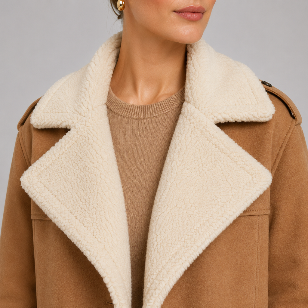 Manteau long d'hiver élégant à col à revers classique pour femme 2
