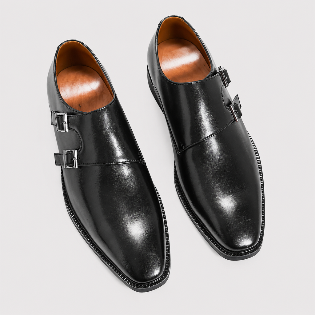 Mocassins à double boucle en similicuir pour hommes, chaussures habillées classiques 5