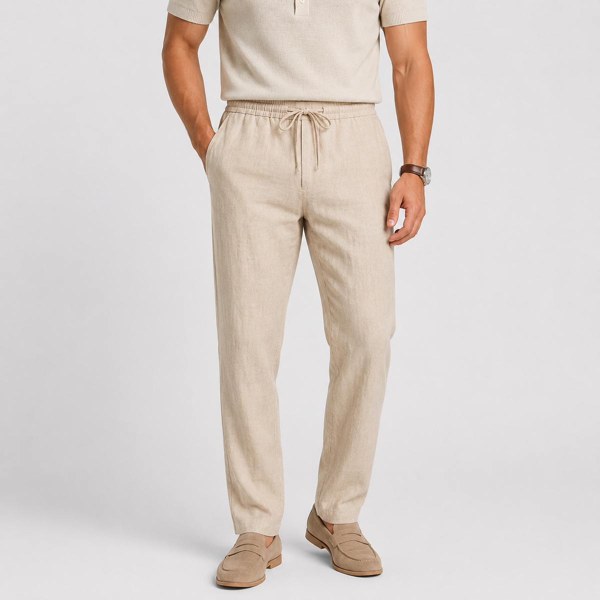 Pantalon décontracté pour homme, taille élastique, léger et confortable 0