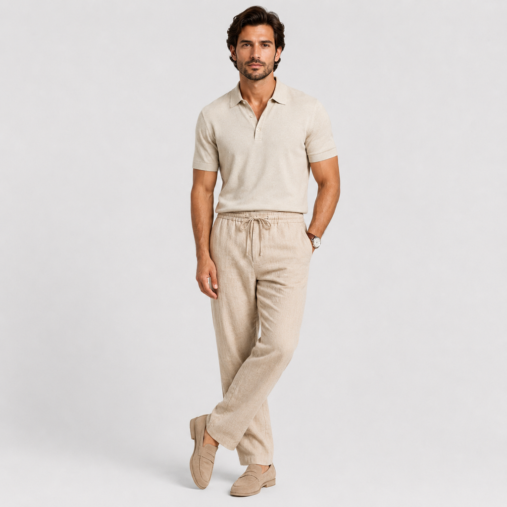 Pantalon décontracté pour homme, taille élastique, léger et confortable 1