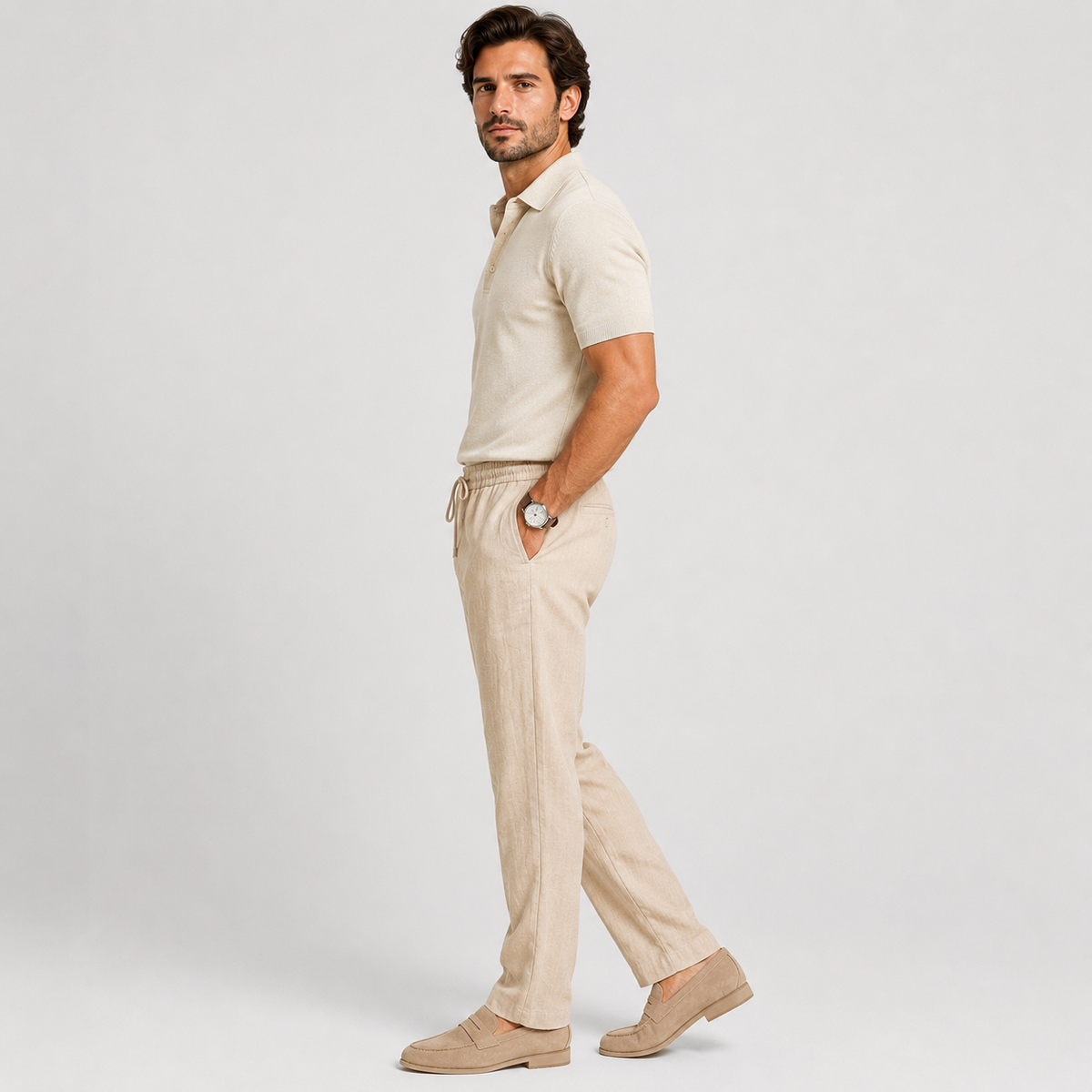 Pantalon décontracté pour homme, taille élastique, léger et confortable 2