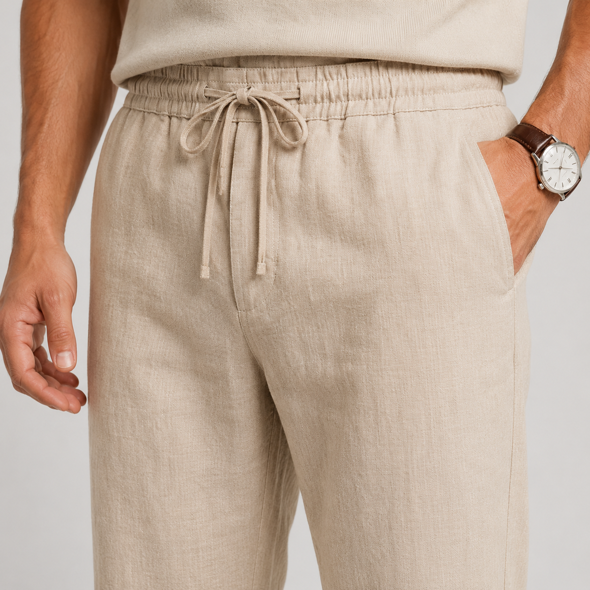 Pantalon décontracté pour homme, taille élastique, léger et confortable 3