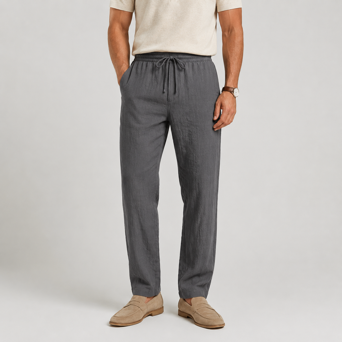 Pantalon décontracté pour homme, taille élastique, léger et confortable 6