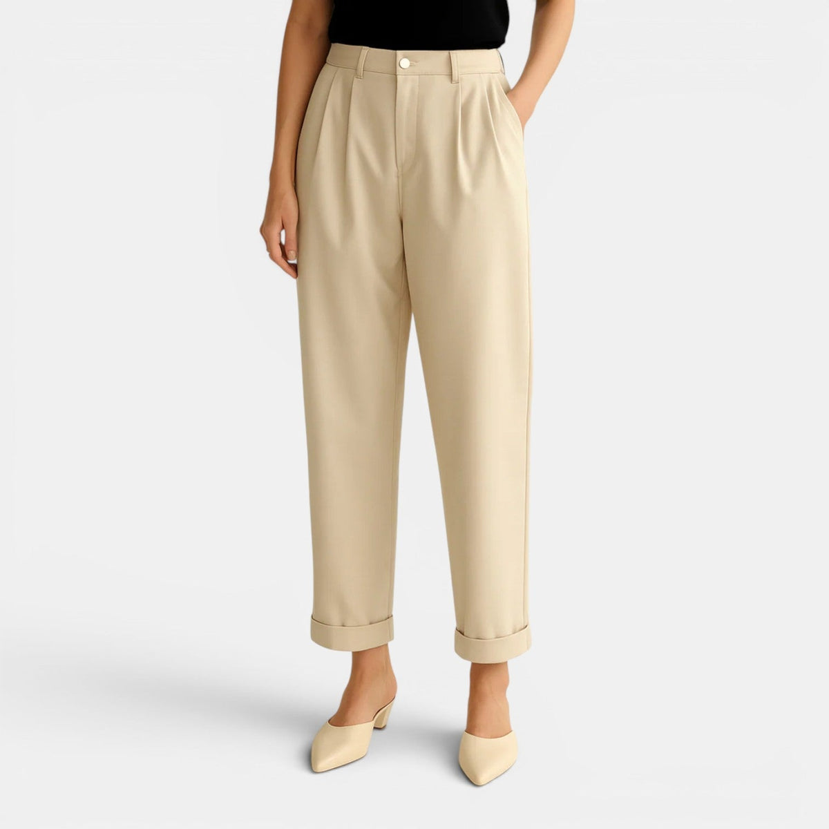 Pantalon en lin taille haute pour femme 1