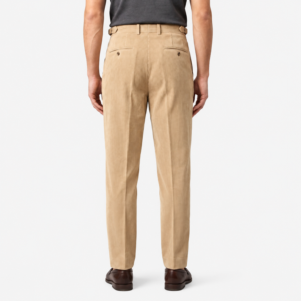 Pantalon en velours côtelé plissé pour homme, coupe classique et confortable 3