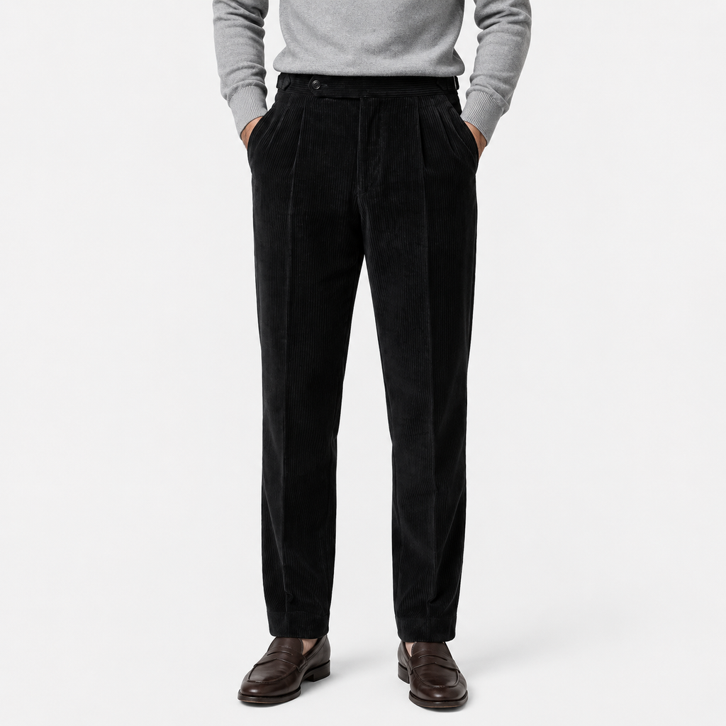 Pantalon en velours côtelé plissé pour homme, coupe classique et confortable 4