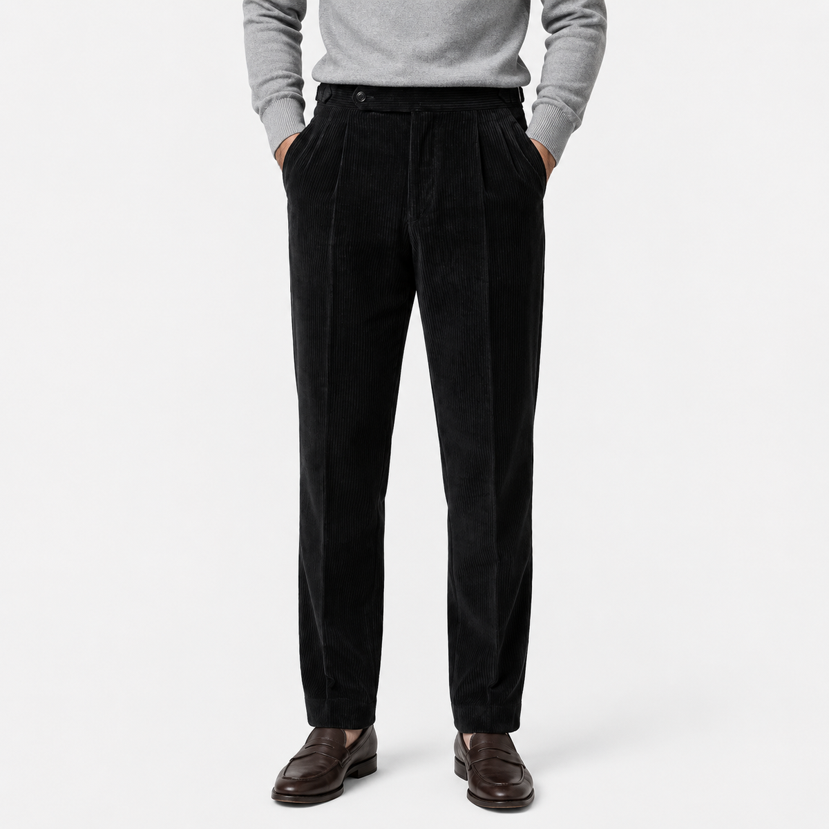 Pantalon en velours côtelé plissé pour homme, coupe classique et confortable 4